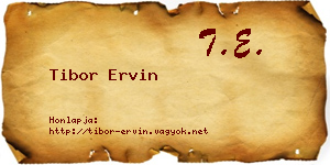 Tibor Ervin névjegykártya